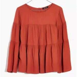 Madewell Orange Tiered Button-Back Top Size XXS